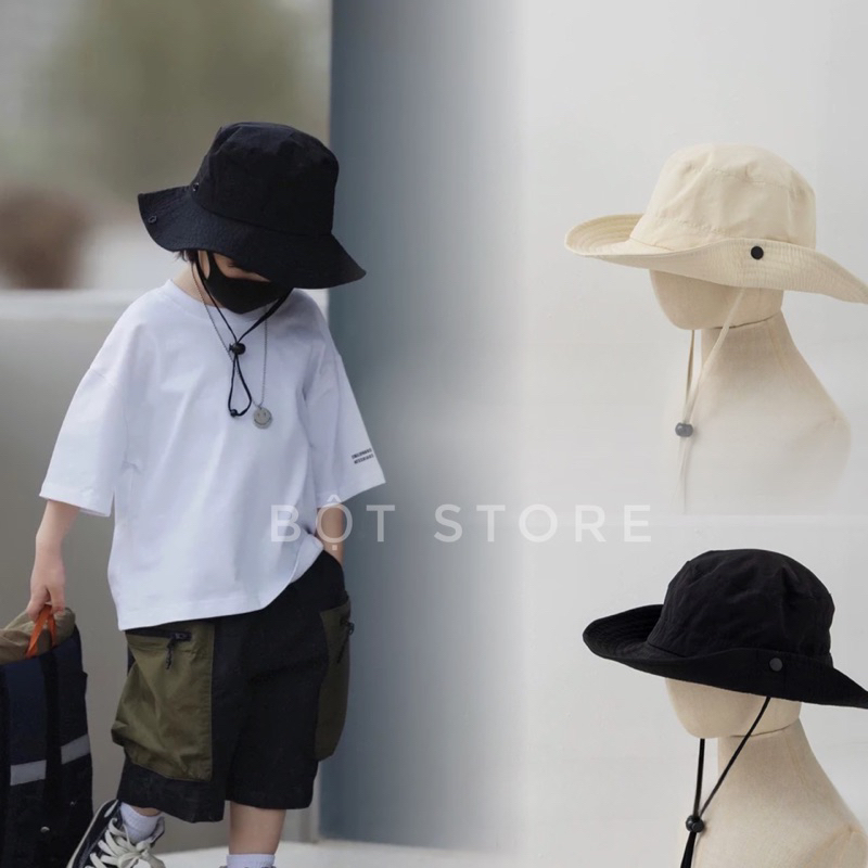 Mũ cao bồi QC vành rộng cho bé có dây điều chỉnh vòng đầu