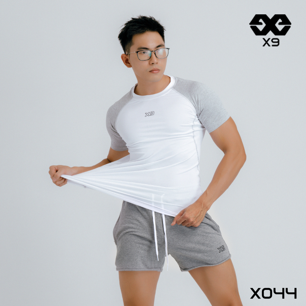 Áo Ngắn Tay Ráp Lăng Phối Màu Slimfit Ôm Body Tập Gym Thể Thao Thun Lạnh Poly 4 Chiều Cao Cấp - X9 Sportswear - X044