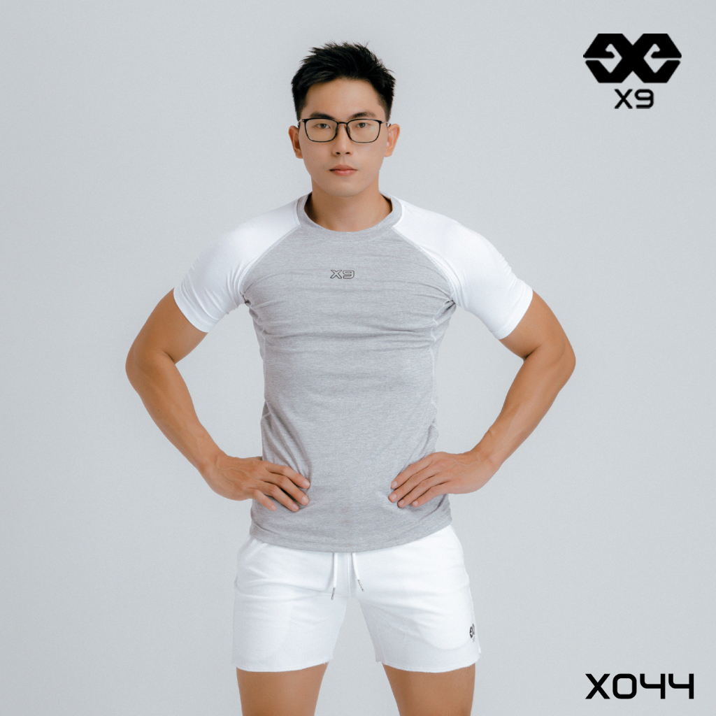 Áo Ngắn Tay Ráp Lăng Phối Màu Slimfit Ôm Body Tập Gym Thể Thao Thun Lạnh Poly 4 Chiều Cao Cấp - X9 Sportswear - X044