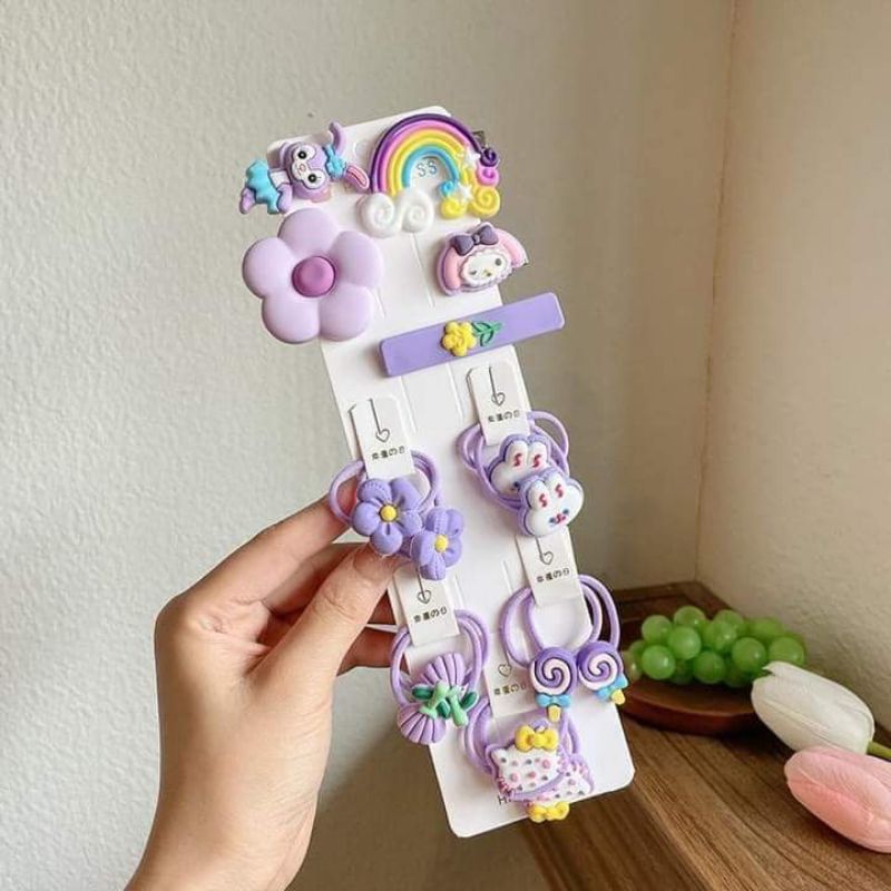 Set 15 CHUN+ KẸP TÓC hoạ tiết nhiều mẫu cho bé