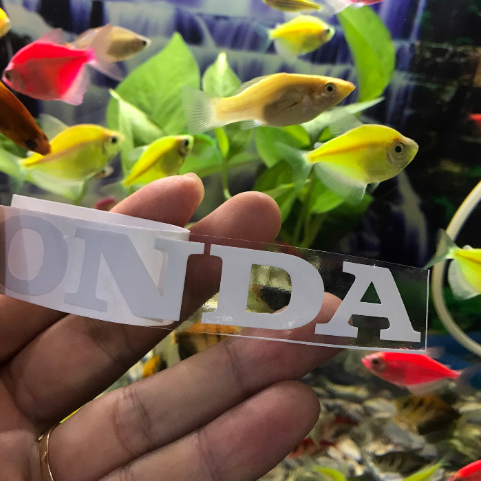 Tem Logo chữ Honda Trắng lột màng cao cấp , dán xe , phuộc , nón ...vv