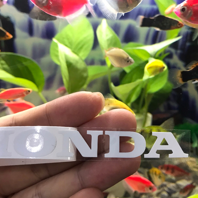Tem Logo chữ Honda Trắng lột màng cao cấp , dán xe , phuộc , nón ...vv