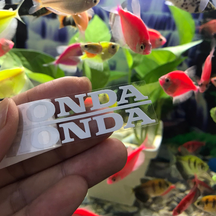 Tem Logo chữ Honda Trắng lột màng cao cấp , dán xe , phuộc , nón ...vv