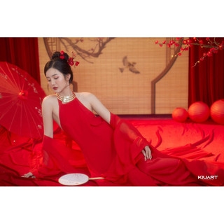 Set Yếm chụp hình màu đỏ đẹp