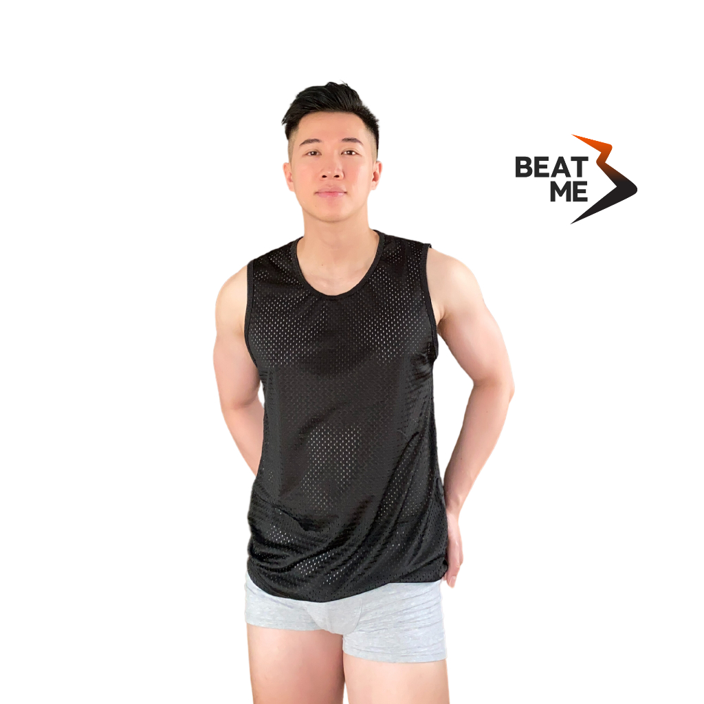 Áo Tank Top Thể Thao Tập Gym Mặc Nhà Beatme Form Thoải Mái Vải Lưới Màu Đen Siêu Thoáng Mát Mau Khô Hút Mồ Hôi Mùa Hè