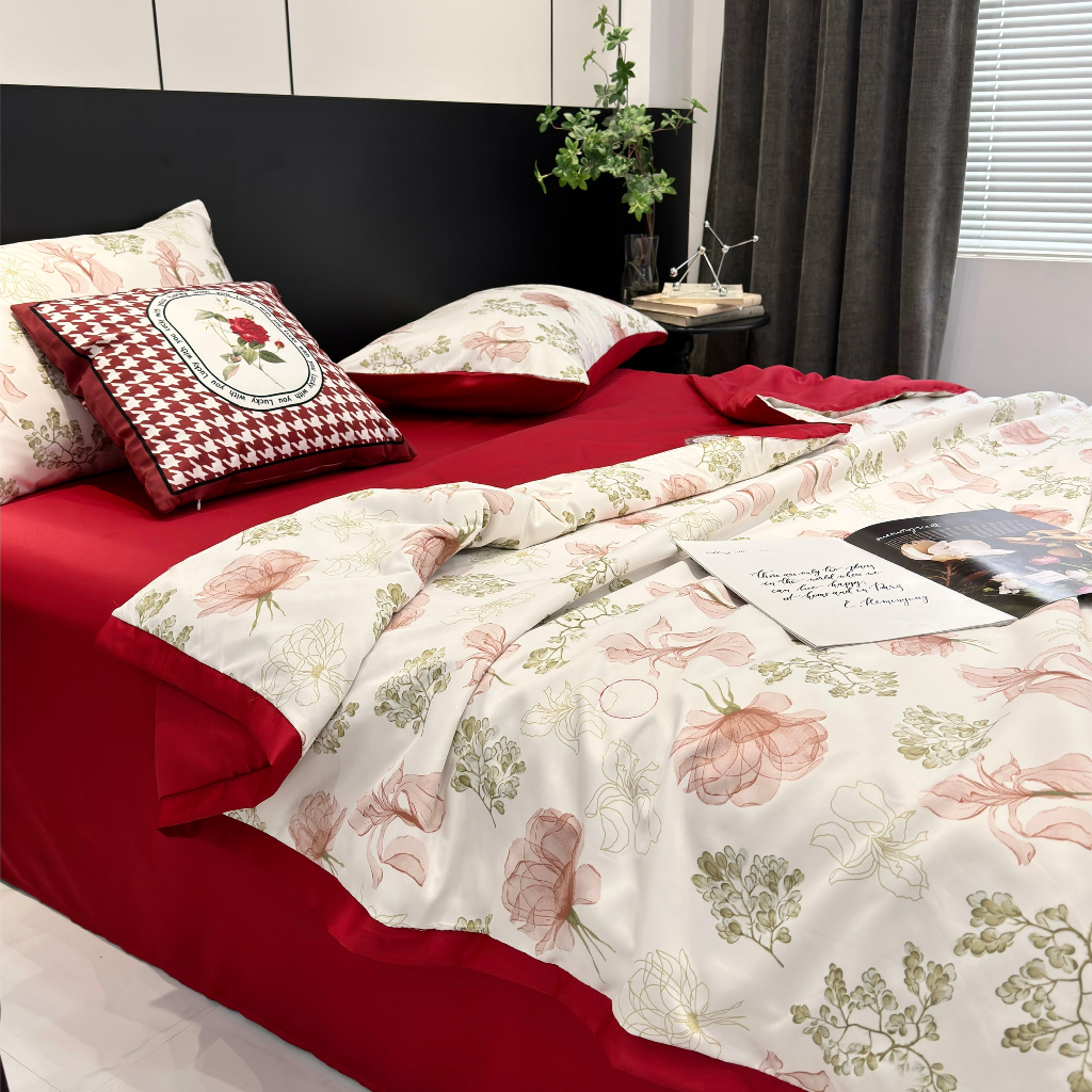 Bộ Chăn Ga Gối Lụa Thái Chất Liệu Thoáng Mát , Nhiều Kích Thước CA Bedding Decor