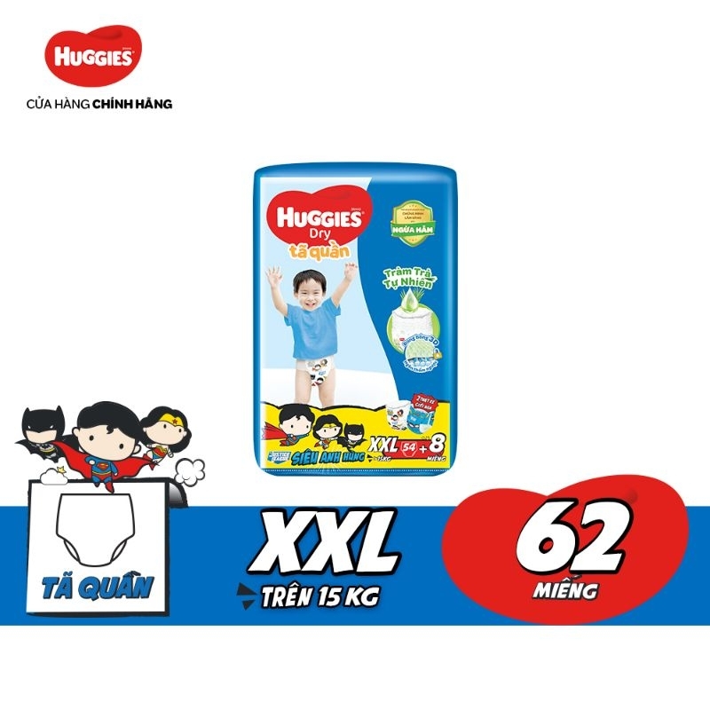 Tã quần Huggies M74 L68 XL62 XXL56 tặng bên trong 8 miếng