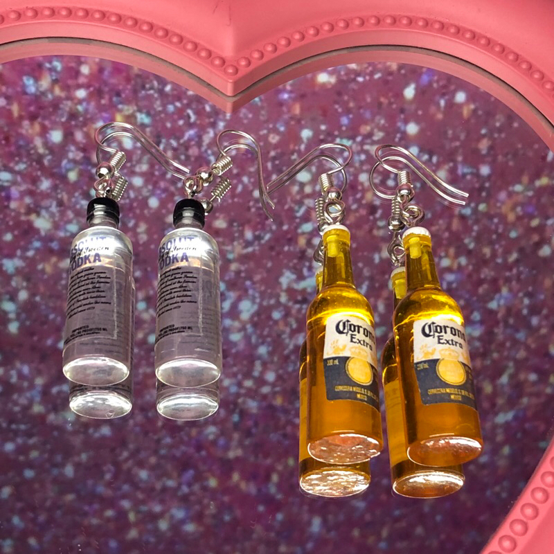 Khuyên Tai Chai Rượu Vodka Bia Corona