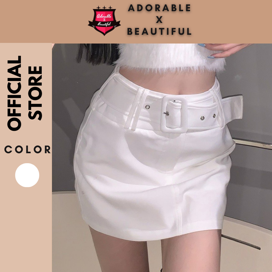 Chân Váy Jean Nữ Trắng Dáng Chữ A Tặng Kèm Thắt Lưng, Váy Ngắn Form Chữ A Hot Trend Ulzzang[AdorablexBeautifulư