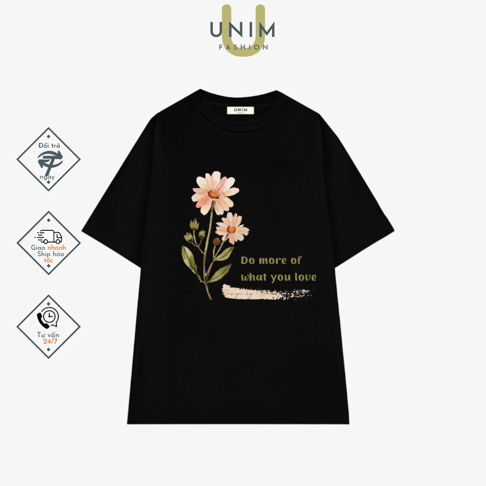 Áo Phông In Hoa Unim Store Chất Liệu 100% Cotton Kiểu Dáng Unisex Phom Rộng Streetwear Hottrend Y2K - AP303