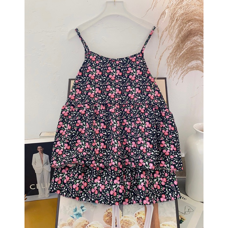 Bộ lụa 2 dây babydoll mặc nhà mát