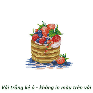Tranh thêu chữ thập không in màu trên vải - bánh ngọt pancake b007 (19x19 cm)