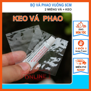 Bộ 2 Miếng Vá Phao Vuông 5cm + Keo Nhiệt Siêu Dính 3g