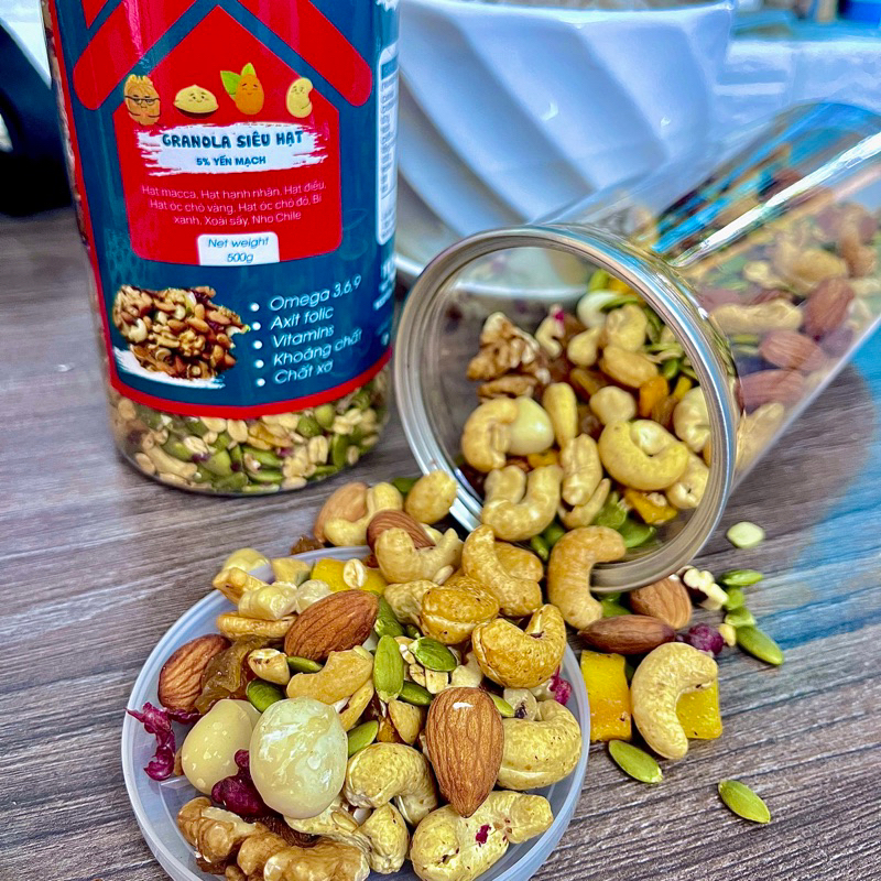 Ngũ Cốc Granola 5% YẾN MẠCH, siêu hạt, ít yến mạch, hỗ trợ giảm cân, thơm ngon