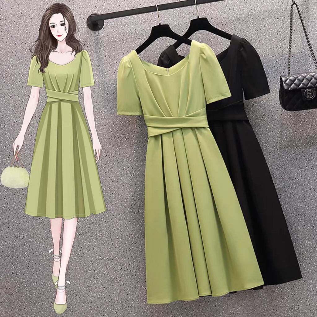 🌸Hàng Order🌸Váy Đầm Bigsize Tay Bồng Đính Đá Thắt Eo Dáng Dài Tiểu Thư Nữ Tính🌸Hàng Quảng Châu