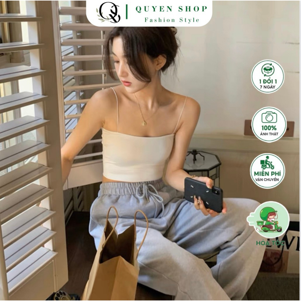 Áo Ống Croptop 2 Dây Ôm Body Dây Sợi Bún QS QUYEN SHOP