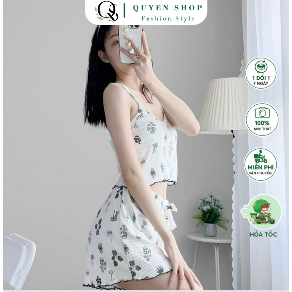 Đồ Bộ 2 Dây Họa Tiết Thun Lạnh_Chất Mát Mịn QS QUYEN SHOP