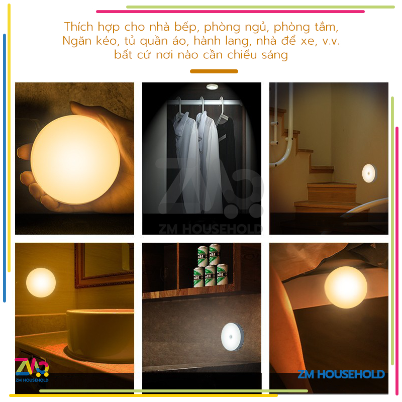 Đèn Cảm Ứng Chuyển Động, Đèn Led Dán Tường Cảm BiếnThông,Minh Gắn Tủ Quần Áo, ứng trong đêm có người đi qua tự động sáng | BigBuy360 - bigbuy360.vn
