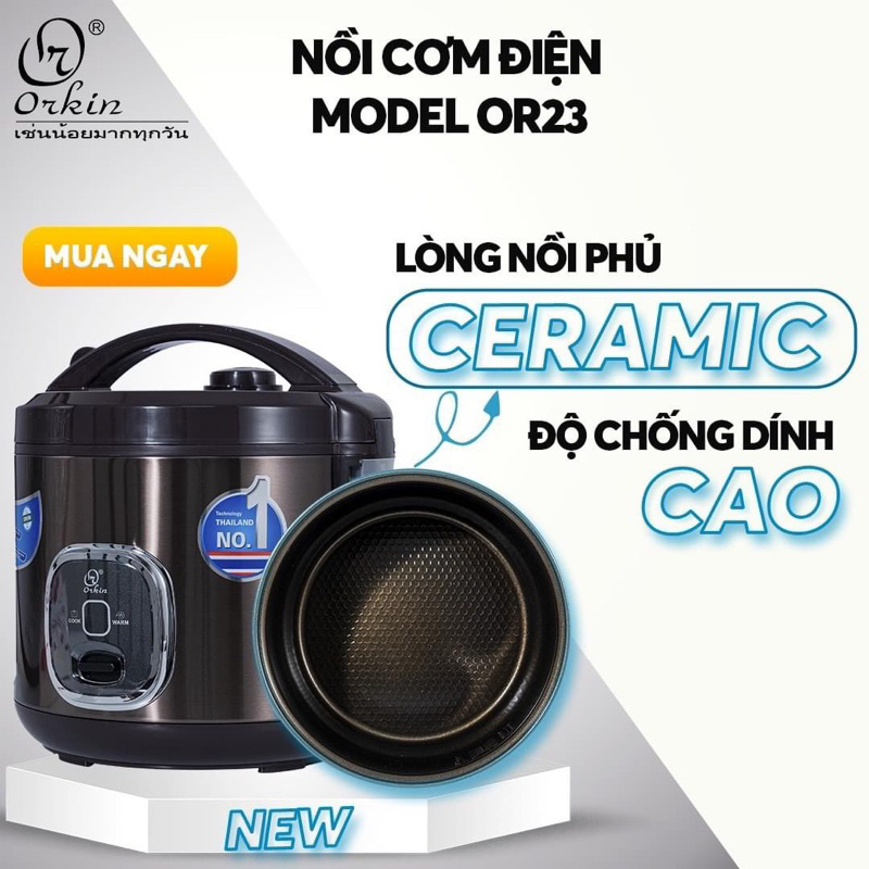Nồi cơm điện orkin Thái Lan or23, dung tích 2,2L