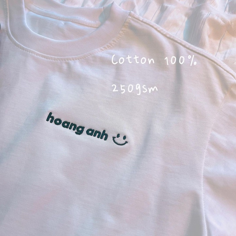 Áo thun cotton 100% cao cấp in thêu chữ theo yêu cầu