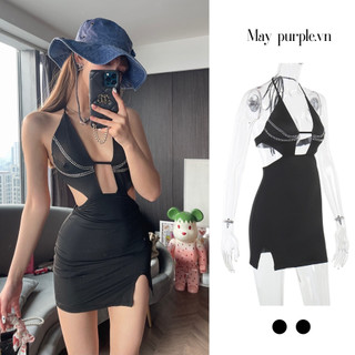 [ HOẢ TỐC - HN May purple.vn] Đầm dáng ôm thiết kế cắt xẻ độc đáo hở lưng Xẻ Tà Khoét Rỗng Gợi Cảm