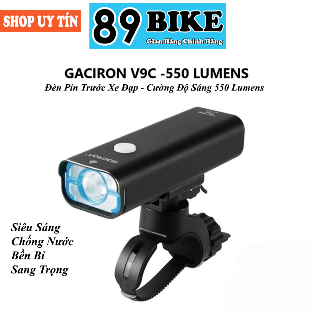 Đèn Pha Xe Đạp Gaciron V9CP -550 Lumen LED Siêu Sáng | Pin 2500 mAh, Sạc USB, Chống Nước Mưa | Sáng Tối Đa 8 Giờ