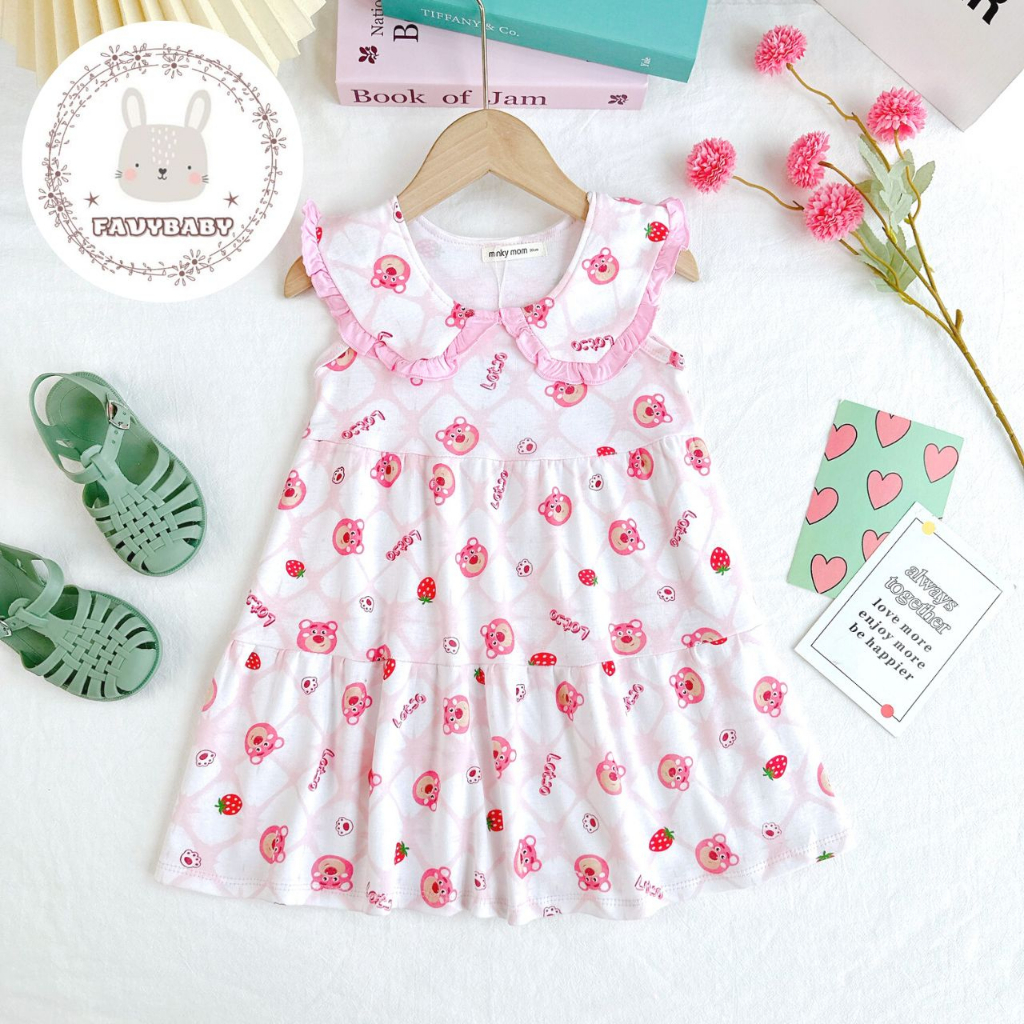 Váy Đầm MINKY MOM Bé Gái Vải Cotton Xuất Đẹp Hoa Văn Nhí Xinh Xắn Bé Đi Học Đi Chơi Trẻ Em 0 1 2 3 4 5 Tuổi - Favybaby