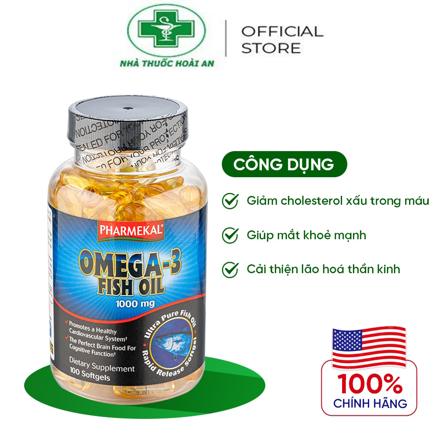 VIÊN UỐNG DẦU CÁ OMEGA 3 FISH IOL PHAMEKAL LỌ 100V