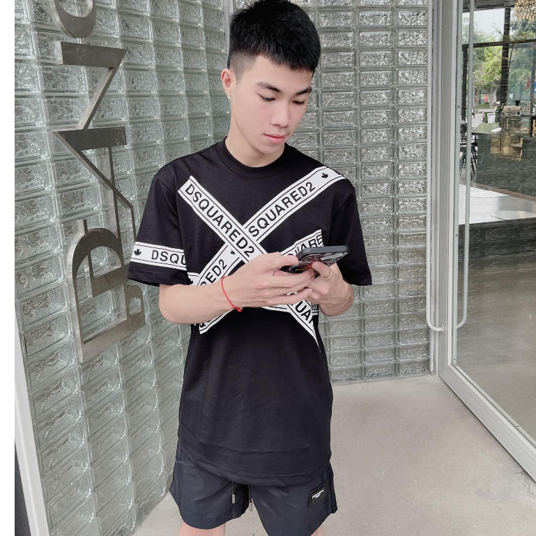 Áo Thun Nam DSQ Siêu Cấp In Chữ Chéo Chất Liệu Cotton Thời Trang Nam Hot Trend
