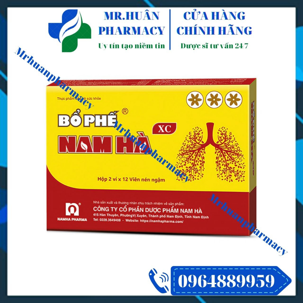 Viên Ngậm Bổ Phế Nam Hà (Hộp 24 viên) - Giúp bổ phế, giảm ho, giảm đờm, giảm đau rát họng, khản tiếng do viêm họng