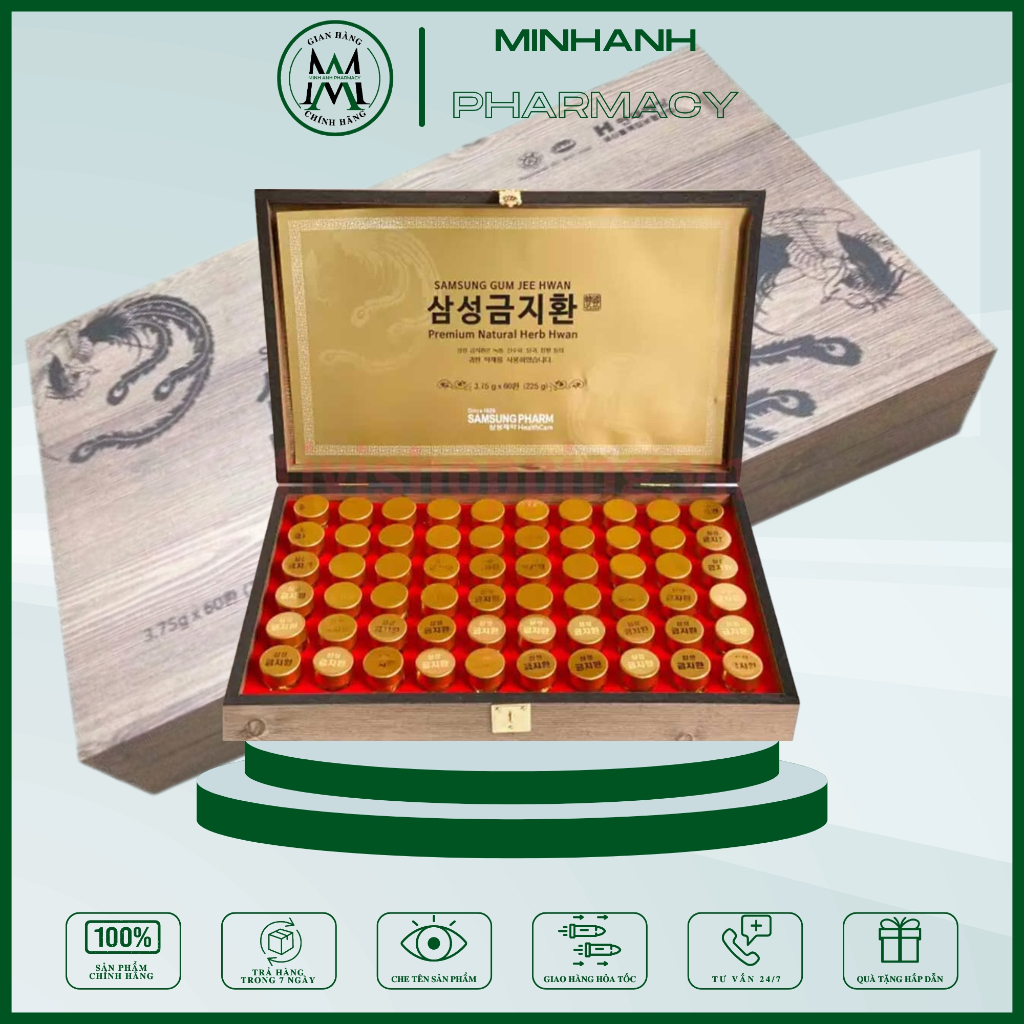 An Cung Ngưu Hoàng Hoàn Hộp gỗ 60v Hỗ trợ phòng chống Tai biến mạch Não Cân bằng ổn định huyết áp.