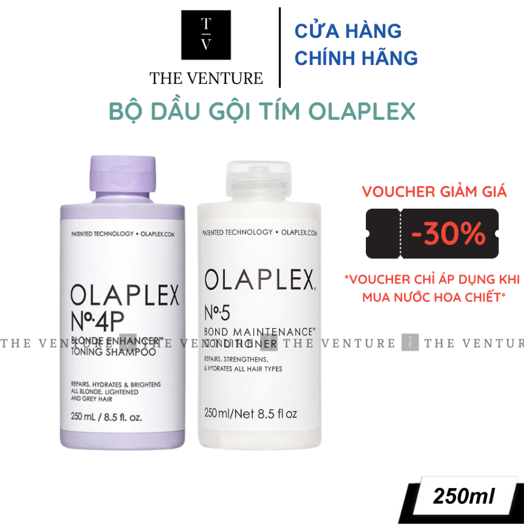 Bộ Dầu Gội & Dầu Xả Tím Khử Vàng Olaplex Blonde Enhancer Toning Shampoo No.4P & Olaplex No.5 Chính Hãng