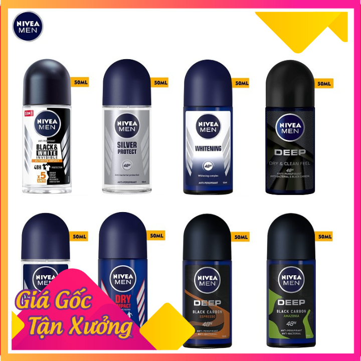 Lăn Ngăn Mùi NIVEA MEN Khô Thoáng, Phân Tử Bạc, Cool Kick (50 ml) Chính Hãng-Shop Mĩ Phẩm