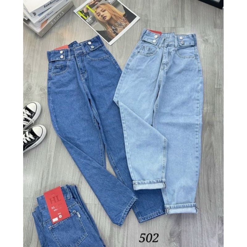Quần Jeans Baggy Cạp Cao Mã 502 Cao Cấp Kèm Video Thật