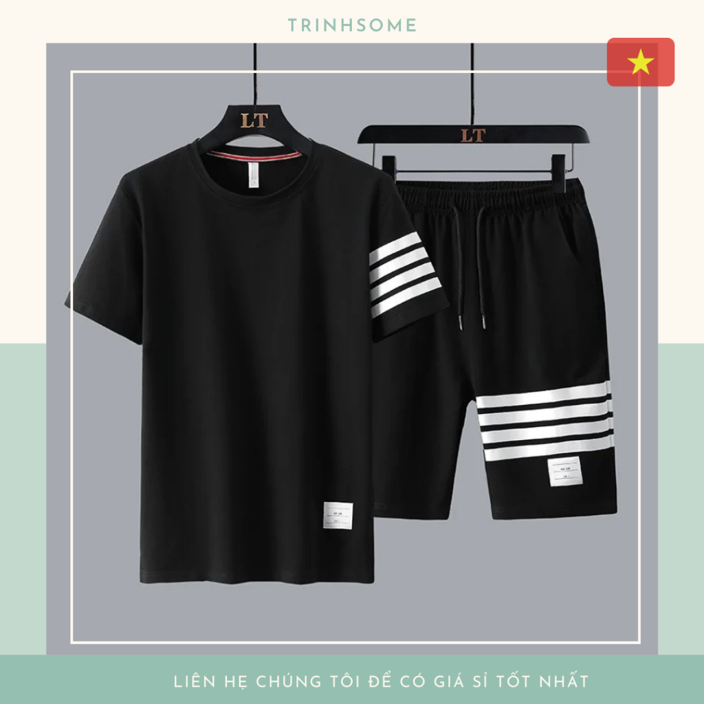 Bộ Nam Hè mặc nhà cộc tay thun lạnh,bộ đồ nam thể thao 3 sọc hottrend đủ size, đồ bộ nam S-->XXL. | BigBuy360 - bigbuy360.vn