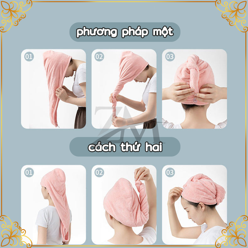 Khăn ủ tóc - Khăn Quấn Ủ Tóc Lau Khô Siêu Tốc,khăn lau tóc gội đầu lông cừu mềm siêu thấm giúp tóc mau khô