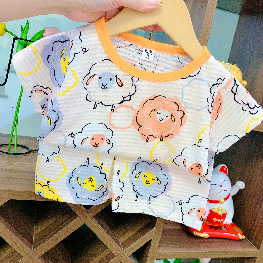 Bộ Cộc Tay Cotton Giấy Cho Bé Trai Bé Gái, Đồ Bộ Mùa Hè Chất Cotton Sợi Tre Cho Bé