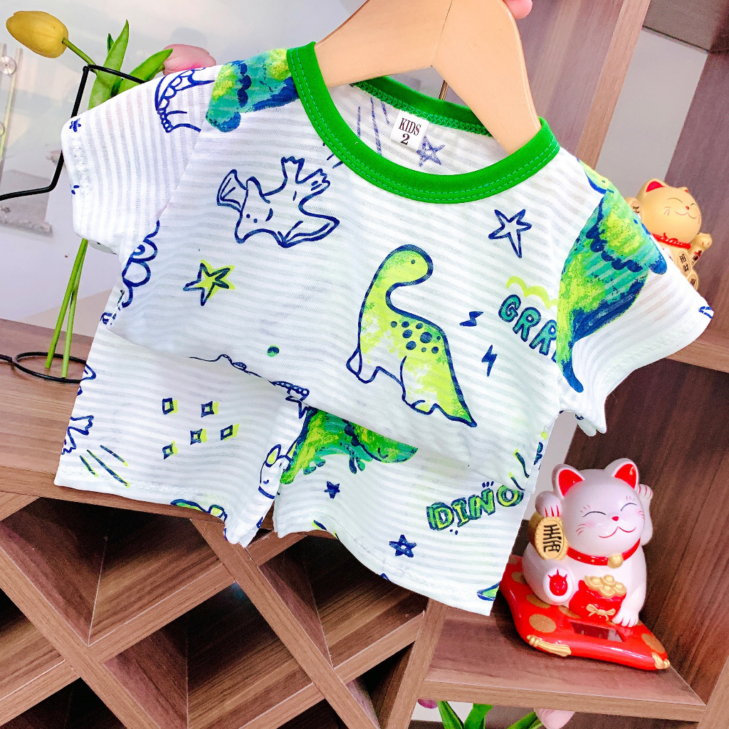 Bộ Cộc Tay Cotton Giấy Cho Bé Trai Bé Gái, Đồ Bộ Mùa Hè Chất Cotton Sợi Tre Cho Bé