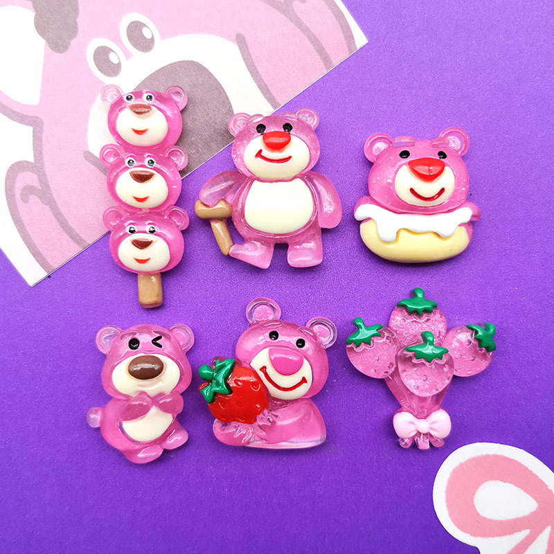 Charm gấu dâu xinh xẻo | charm trang trí điện thoại kẹp tóc DIY