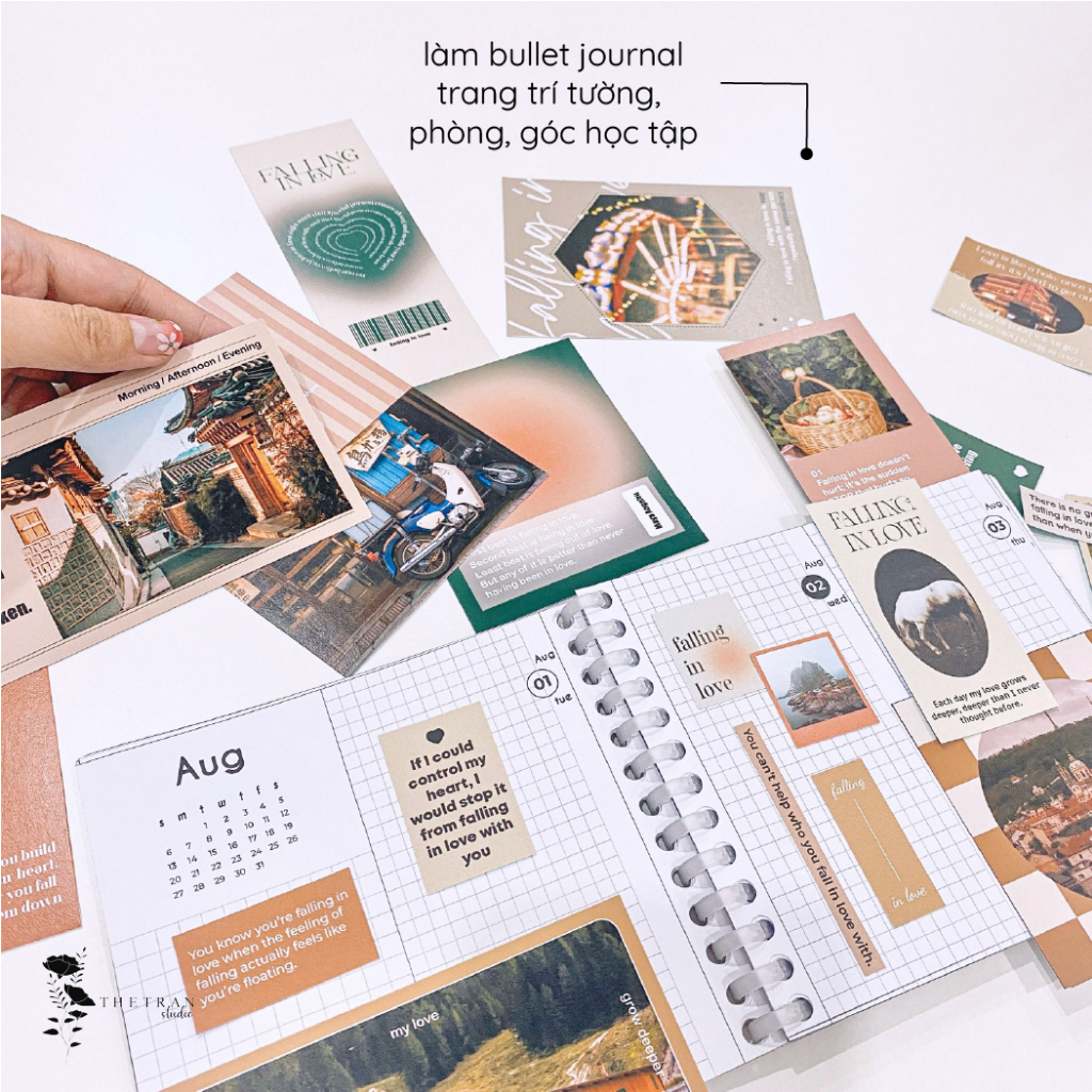 Bộ 25 postcard poster sticker nghệ thuật A6 decor phòng dán tường sổ tay / falling in love kit / thetranstudio