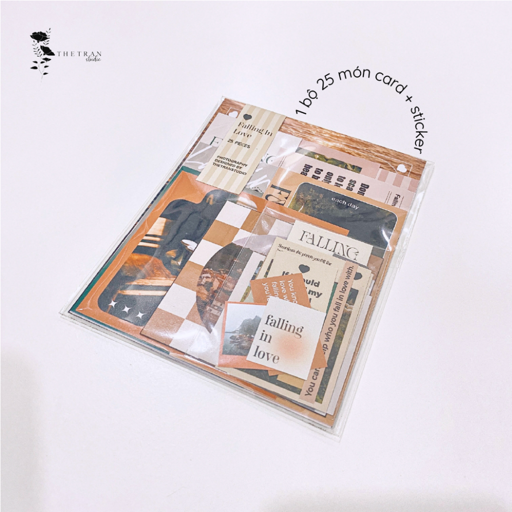 Bộ 25 postcard poster sticker nghệ thuật A6 decor phòng dán tường sổ tay / falling in love kit / thetranstudio