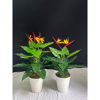 Chậu hoa thiên điểu giả trang trí 65cm