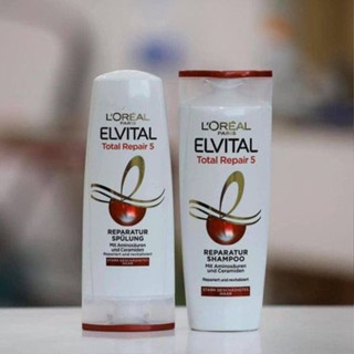 Bộ Dầu gội 300ml xả 250ml Loreal Elvital trắng phục hồi hư tổn, thích hợp cho tóc bị xơ và khô