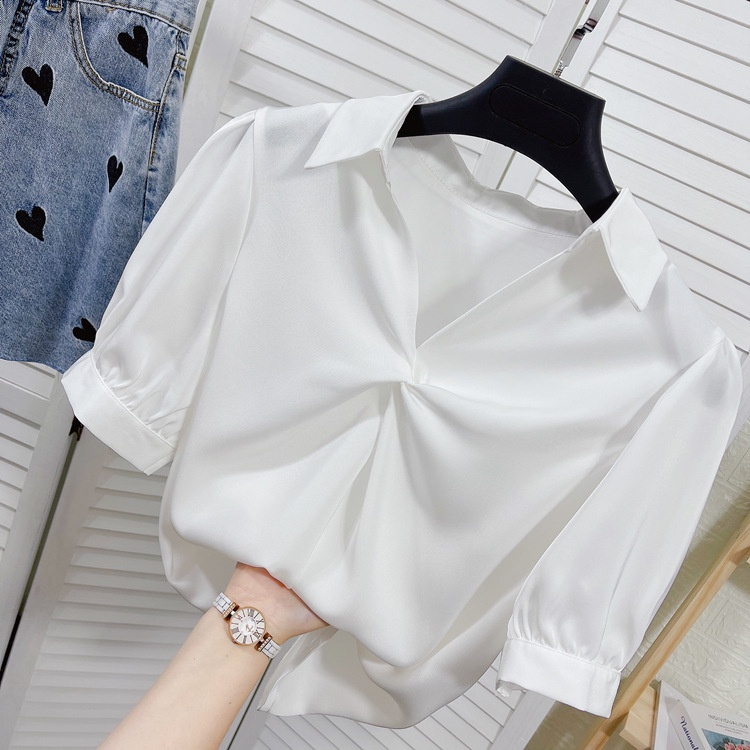 Áo sơ mi nữ công sở xoắn ngực tay lỡ chất lụa tằm Phong cách thời trang mặc đi chơi đi làm WD555