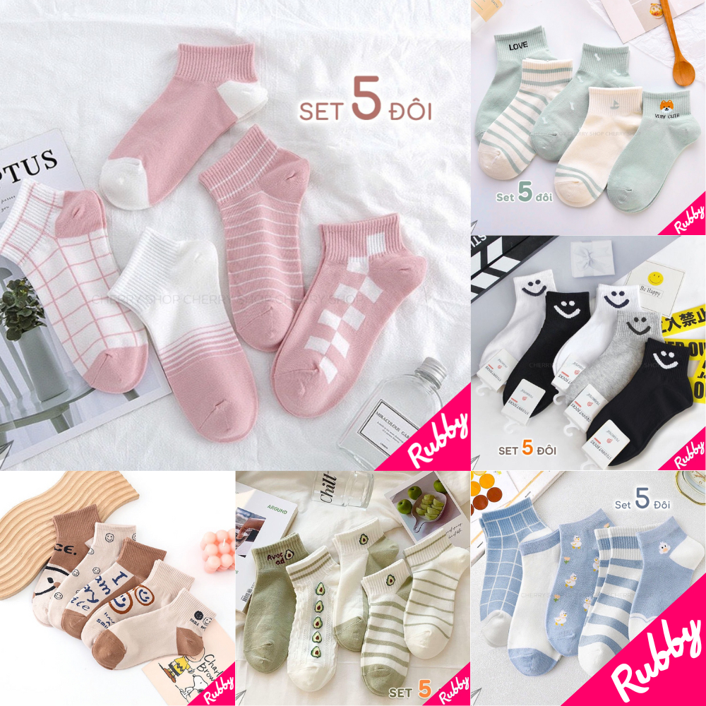Tất nữ, vớ nữ cổ ngắn họa tiết dễ thương - Rubby Shop