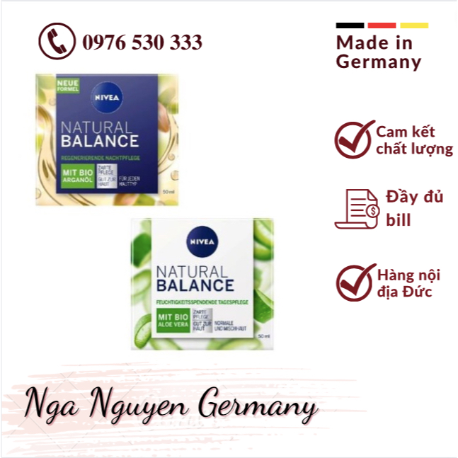 (Nội địa Đức) Kem dưỡng Nivea Natural Balance 50ml- Đầy đủ bill- Cam kết hàng chuẩn chất lượng