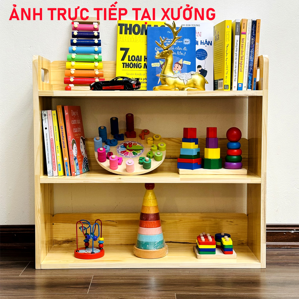 Kệ Montessori 2 Tầng - Kệ Gỗ Đựng Đồ Chơi Sách Vở