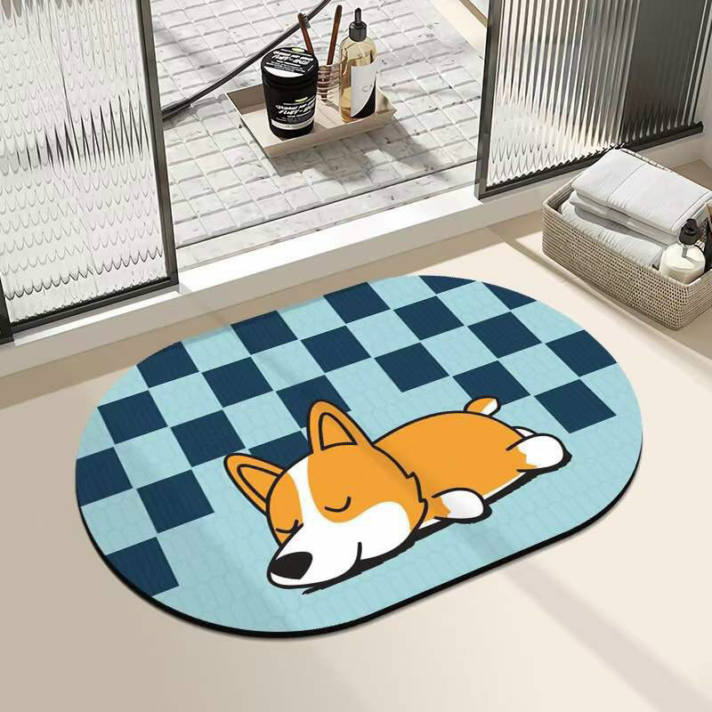 Thảm lau chân bali họa tiết dễ thương, Giao màu ngẫu nhiên