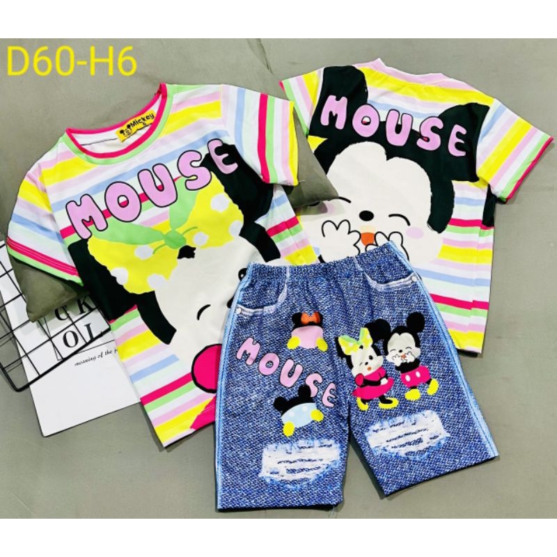 MÃ D60 BỘ ĐÙI GIẢ JEAN BÉ GÁI THUN LẠNH 3D SIZE 20-40KG