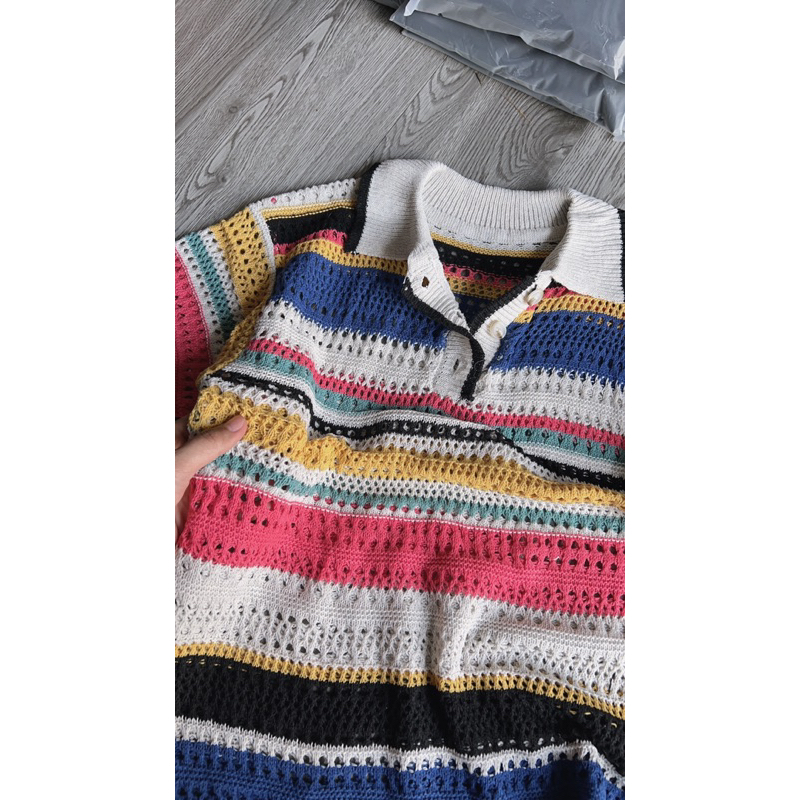 Áo len tay dơi sọc nhiều  màu form rộng siêu xinh